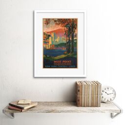 Artery8 West Point United States Military Academy New York Central Line Train Vintage Travel Poster Artwork Framed Wall Art Print 12X16 Inch in White - thumbnail 2