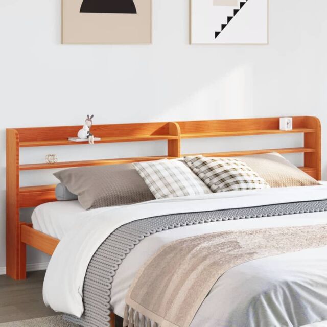 Berkfield Home Headboard with Shelves Wax Brown 180 cm Solid Wood Pine - image 1