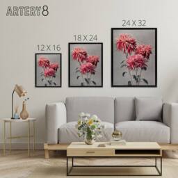 "Artery8 Pink Chrysanthemum Flowers Framed Canvas Wall Art Print Ogawa Kazumasa - Size: W12"" x H16""" - thumbnail 4
