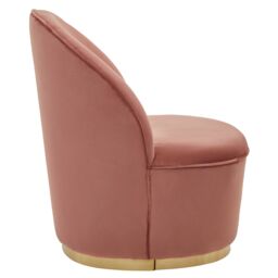 Orsina Stylish Cream Velvet Base Chair, Elegant Accent Chair, Velvet Upholstered Armless Chair, Mid-century Chair in Dusty Pink - thumbnail 3