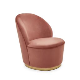 Orsina Stylish Cream Velvet Base Chair, Elegant Accent Chair, Velvet Upholstered Armless Chair, Mid-century Chair in Dusty Pink - thumbnail 1