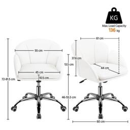 Kelvenix Leather Home Office Chair white - Size: 0.6m2 - thumbnail 2