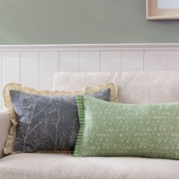 Wylder Belle 100% Cotton Botanical Pleat Fringe Cushion in Light Green - Size: 30 cm x 50 cm - thumbnail 7