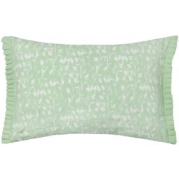 Wylder Belle 100% Cotton Botanical Pleat Fringe Cushion in Light Green - Size: 30 cm x 50 cm - thumbnail 2