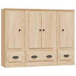 Berkfield Home Highboards 3 pcs Sonoma Oak Engineered Wood in Light Oak - thumbnail 3