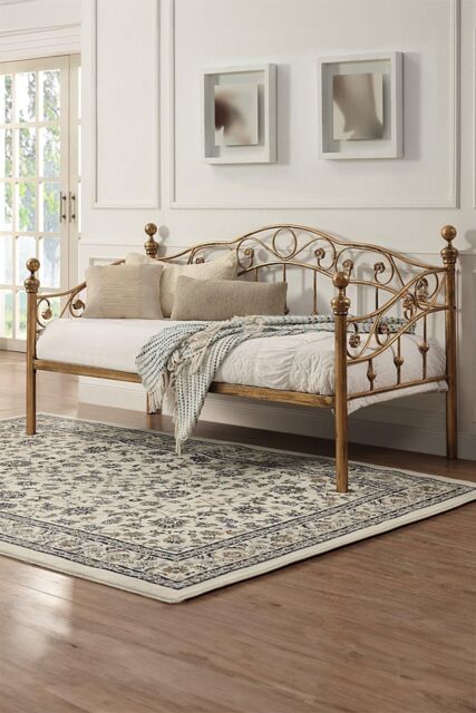 SlumberWorx Essendon Vintage Living Room Bedroom Antique Brass Metal Day Bed in Bronze - Size: Single - image 1
