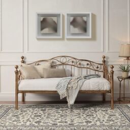 SlumberWorx Essendon Vintage Living Room Bedroom Antique Brass Metal Day Bed in Bronze - Size: Single - thumbnail 2
