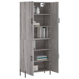 Berkfield Home Highboard Grey Sonoma 69.5x34x180 cm Engineered Wood - thumbnail 1
