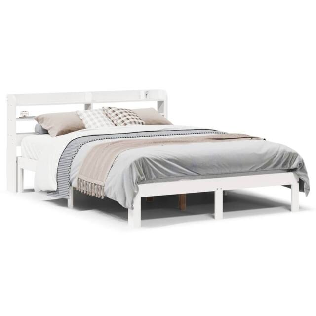 Berkfield Home Bed Frame with Headboard without Mattress White 140x190 cm - image 1