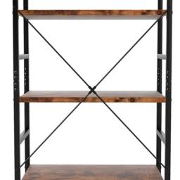 Levede 5 Tier Ladder Bookcase Metal & Wood Heavy Duty Display Shelf in Brown - thumbnail 5