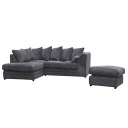 SNUG FURNITURE BIRMINGHAM LTD Jumbo Cord Left Hand Corner Sofa With FREE footstool in Grey - thumbnail 1