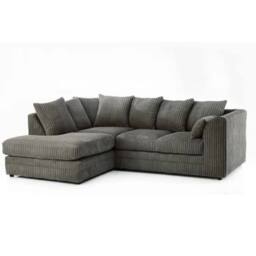 SNUG FURNITURE BIRMINGHAM LTD Jumbo Cord Left Hand Corner Sofa With FREE footstool in Grey - thumbnail 2