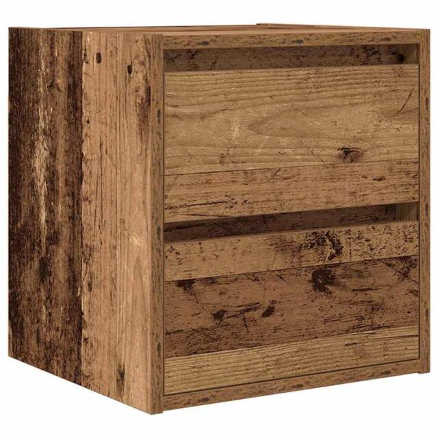 Berkfield Home Wall-mounted Bedside Cabinet Old Wood 38x34x40 cm in Brown - Size: 38 x 34 x 40 cm - image 1