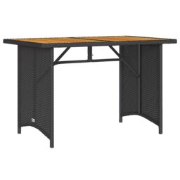 Berkfield Home Garden Table with Wooden Top Black 110x68x70 cm Poly Rattan - Size: 110 x 68 x 70 cm - thumbnail 2