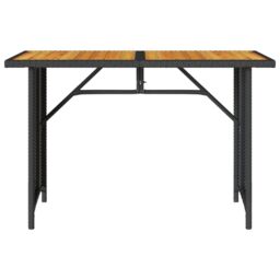 Berkfield Home Garden Table with Wooden Top Black 110x68x70 cm Poly Rattan - Size: 110 x 68 x 70 cm - thumbnail 4