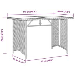 Berkfield Home Garden Table with Wooden Top Black 110x68x70 cm Poly Rattan - Size: 110 x 68 x 70 cm - thumbnail 9
