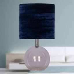 First Choice Lighting Set of 2 Buck - Clear Glass Table Lamps with Navy Blue Velvet Shade - thumbnail 5