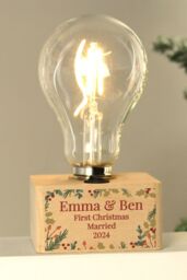 Personalised Memento Company Personalised Christmas Foliage Light Bulb in Light Brown - thumbnail 4