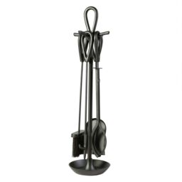 Dibor Contemporary Fireside 4pc Companion Set Freestanding Fireplace Tool Accessory Set Black Fire Set - 75cm High - thumbnail 2