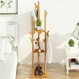 EONLION Coat Rack Freestanding Stand with Shelves in Brown - Size: 500mm - thumbnail 5