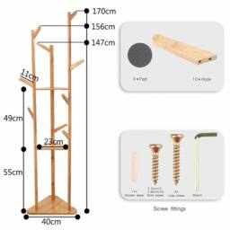 EONLION Coat Rack Freestanding Stand with Shelves in Brown - Size: 500mm - thumbnail 2