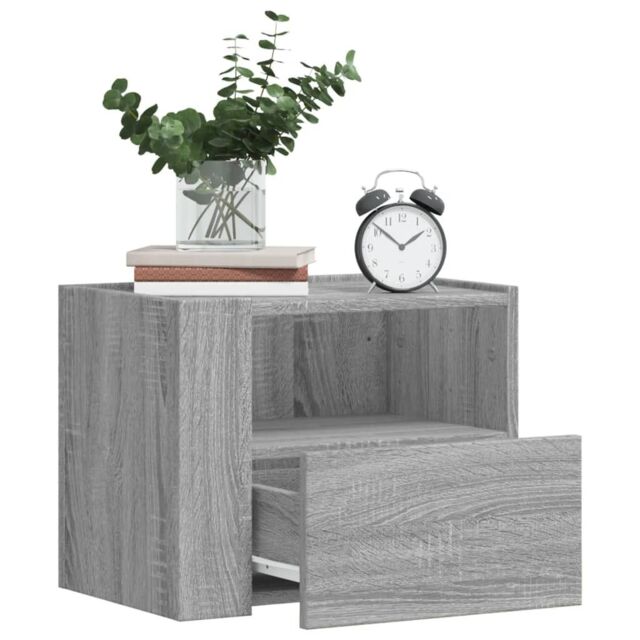 Berkfield Home Wall-mounted Bedside Cabinet Grey Sonoma 45x30x35 cm - Size: 45 x 30 x 35 cm - image 1