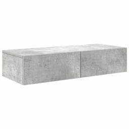 Berkfield Home Wall Shelf with Drawers Concrete Grey 80x33x17 cm Engineered Wood - Size: 80 x 33 x 17 cm - thumbnail 2