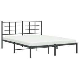 Berkfield Home Metal Bed Frame without Mattress with Headboard Black 160x200cm - Size: 160x200 cm - thumbnail 4