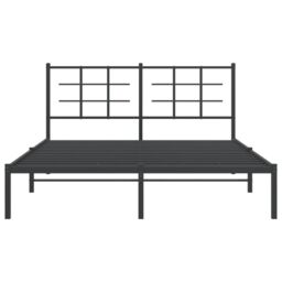 Berkfield Home Metal Bed Frame without Mattress with Headboard Black 160x200cm - Size: 160x200 cm - thumbnail 5