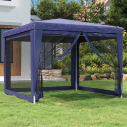 Berkfield Home Party Tent with 4 Mesh Sidewalls Blue 3x3 m HDPE - thumbnail 1