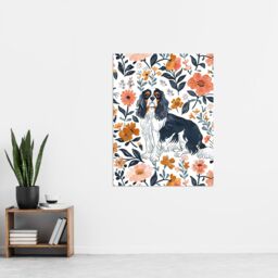 "Artery8 Cavalier King Charles Spaniel in Floral Pattern Wall Art Print - Size: W12"" x H16""" - thumbnail 4