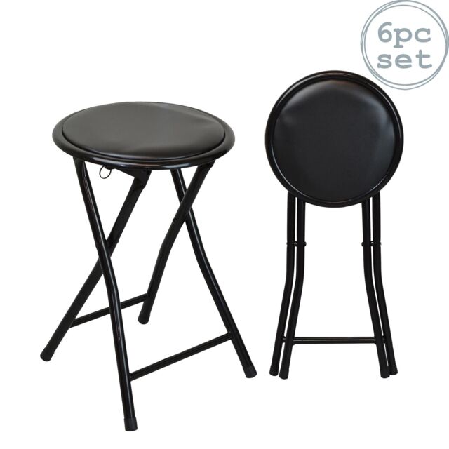 Harbour Housewares Padded Folding Stools Pack of 6 in Black - image 1
