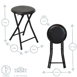 Harbour Housewares Padded Folding Stools Pack of 6 in Black - thumbnail 3