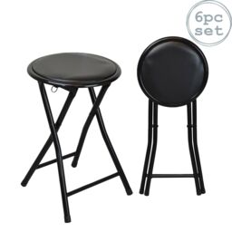 Harbour Housewares Padded Folding Stools Pack of 6 in Black - thumbnail 1