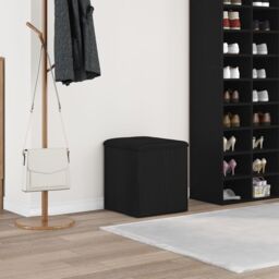 Berkfield Home Storage Bench Black Oak 40x40x45 cm Engineered Wood - Size: 40 x 40 x 45 cm