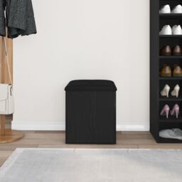 Berkfield Home Storage Bench Black Oak 40x40x45 cm Engineered Wood - Size: 40 x 40 x 45 cm - thumbnail 4