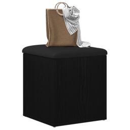 Berkfield Home Storage Bench Black Oak 40x40x45 cm Engineered Wood - Size: 40 x 40 x 45 cm - thumbnail 3