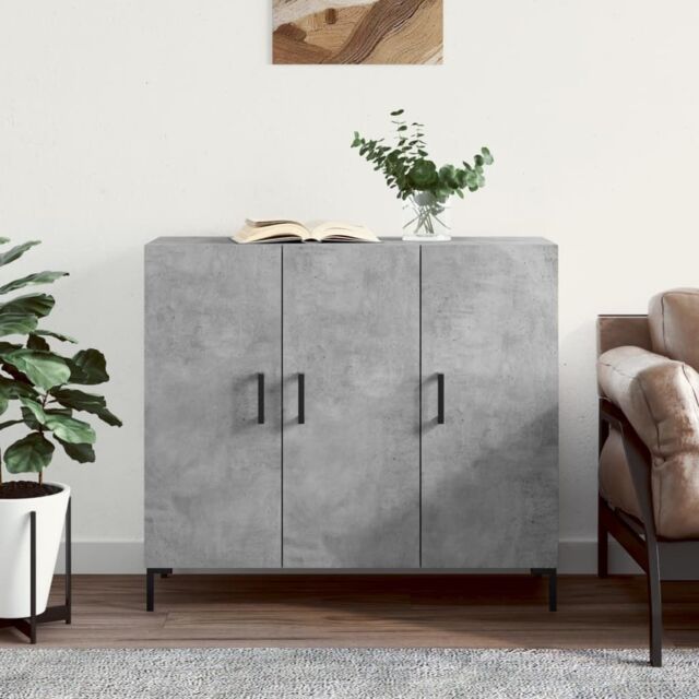Berkfield Home Sideboard Concrete Grey 90x34x80 cm Engineered Wood - Size: 90 x 34 x 80 cm - image 1