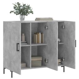 Berkfield Home Sideboard Concrete Grey 90x34x80 cm Engineered Wood - Size: 90 x 34 x 80 cm - thumbnail 4