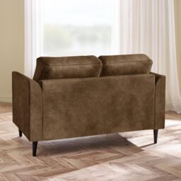 FurnitureboxUK Logan Brown Faux Leather 2 Seater Sofa - thumbnail 3