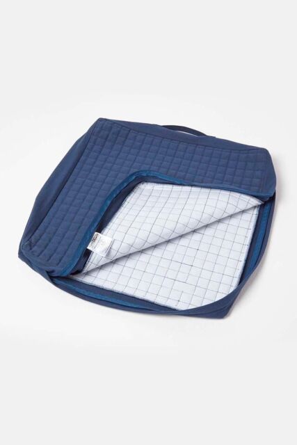 Homescapes Quilted Cotton Armchair Booster Cushion Cover in Navy - Size: 50 cm x 50 cm - image 1