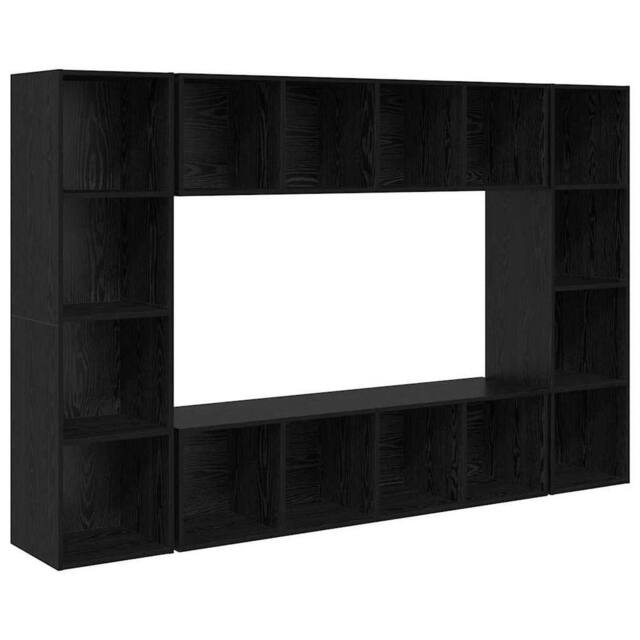 Berkfield Home TV Cabinet 4 pcs Black 37 x 37 x 142.5 cm Engineered wood - image 1