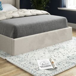Casani Nuno Straight Winged Upholstered Soft Velvet Bed Frame in Cream - Size: Super King - thumbnail 3