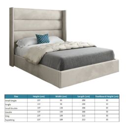 Casani Nuno Straight Winged Upholstered Soft Velvet Bed Frame in Cream - Size: Super King - thumbnail 4