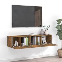 Berkfield Home Modern 2 Piece TV Cabinet Set Smoked Oak Engineered Wood in Brown - thumbnail 2