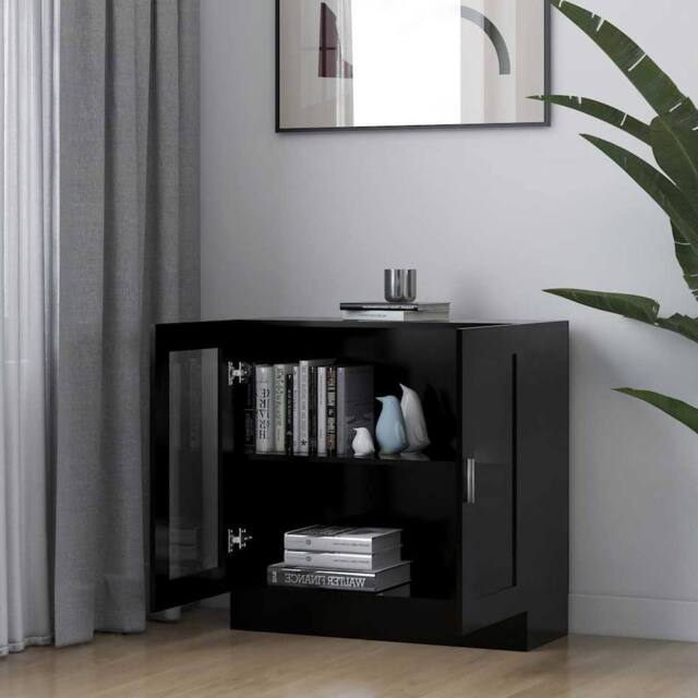 Berkfield Home Vitrine Cabinet Black 82.5x30.5x80 cm Engineered Wood - image 1
