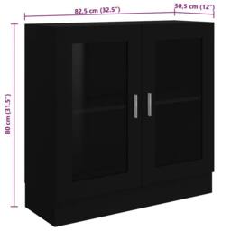 Berkfield Home Vitrine Cabinet Black 82.5x30.5x80 cm Engineered Wood - thumbnail 8