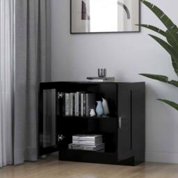 Berkfield Home Vitrine Cabinet Black 82.5x30.5x80 cm Engineered Wood - thumbnail 1