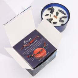 Serenityy Zodiac Crystal Candle with Gemstone Bracelet - Aries in Blue - thumbnail 2