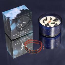 Serenityy Zodiac Crystal Candle with Gemstone Bracelet - Aries in Blue - thumbnail 1